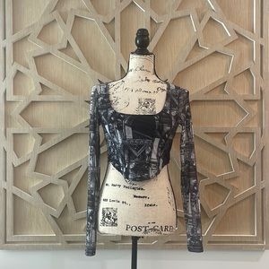 Glassons long sleeve corset-style crop top